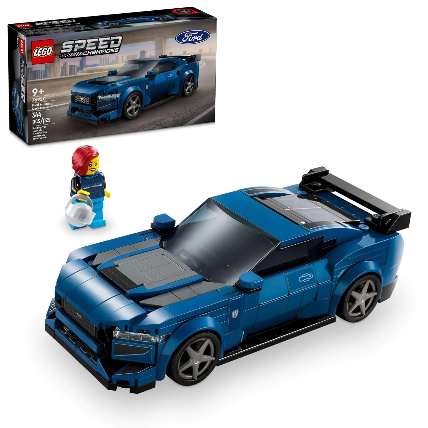 LEGO Speed Champions Ford Mustang Dark Horse Sports Car Toy Buildable Ford Mustang Toy for Kids Blue Toy Car Model Set Gift Idea for Boys and Girls Aged 9 Years Old and Up 76920