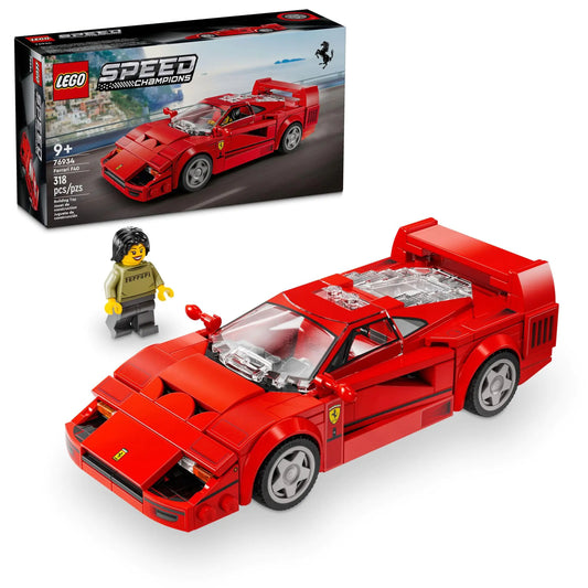 LEGO Speed Champions Ferrari F40 Supercar Toy Car Model Building Set with Driver Minifigure Collectible Ferrari Toy for Kids Ages 9 and Up 76934